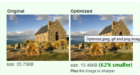 Showing original and Web Resizer images and their file sizes