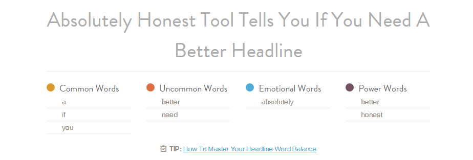 List and categories of words in my headline
